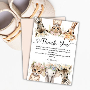 Carte De Remerciements Wild Jungle Animaux Safari Baby shower Girl