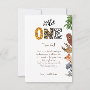 Carte De Remerciements Wild One baby shower Safari tombole
