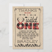 Carte De Remerciements Wild One Boys Rustic Plaid Lumberjack 1er annivers (Devant)