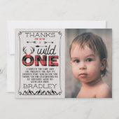 Carte De Remerciements Wild One Boys Rustic Plaid Lumberjack 1er annivers (Devant)