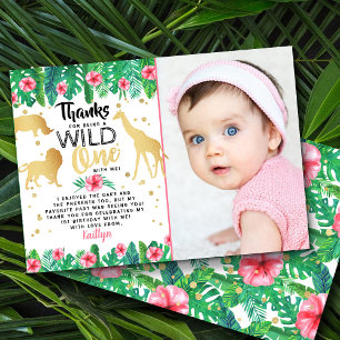 Carte De Remerciements Wild One Girls First Birthday Photo