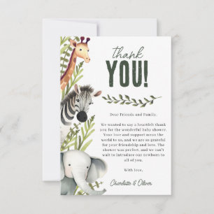 Carte De Remerciements Wild One Safari Animaux Baby shower garçon