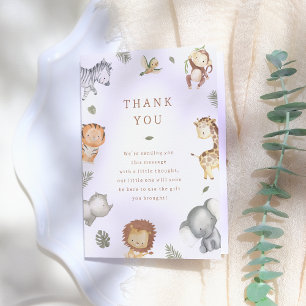 Carte De Remerciements Wild One Safari Animaux Baby shower garçon
