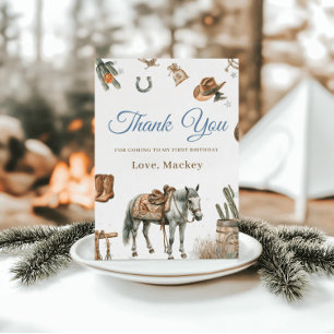 Carte De Remerciements Wild West Cowboy Rodeo Premier anniversaire