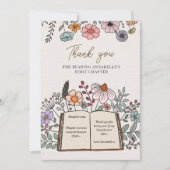 Carte De Remerciements Wildflower Book Themed First Chapter Birthday (Devant)