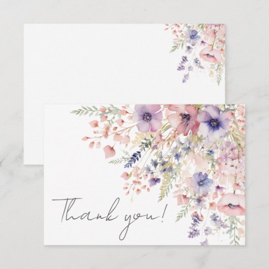 Carte De Remerciements Wildflower Floral (Devant / Derrière)