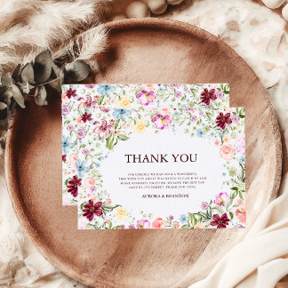 Carte De Remerciements Wildflower Garden Floral Wedding Thank You Card