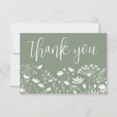 Carte De Remerciements Wildflower Sage Green (Devant)