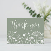 Carte De Remerciements Wildflower Sage Green (Debout devant)