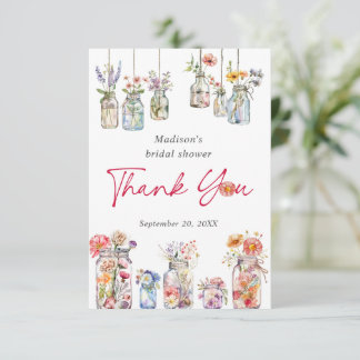 Carte De Remerciements Wildly In Love Wildflower Watercolor Bridal Shower