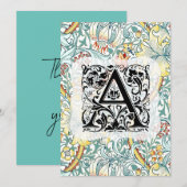 Carte De Remerciements William Morris Alphabet Golden Lily (Devant / Derrière)