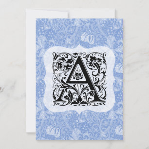Carte De Remerciements William Morris Alphabet Golden Lily Blue
