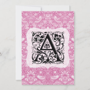 Carte De Remerciements William Morris Alphabet Strawberry Thief Rose