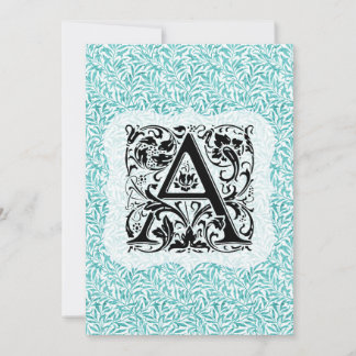 Carte De Remerciements William Morris Alphabet Willow Bough Aqua Turquois