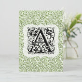 Carte De Remerciements William Morris Alphabet Willow Bough Green (Debout devant)