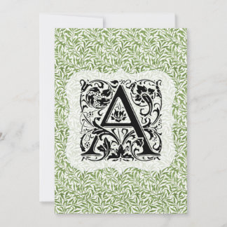 Carte De Remerciements William Morris Alphabet Willow Bough Green