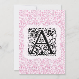 Carte De Remerciements William Morris Alphabet Willow Bough rose