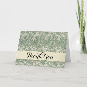 Carte De Remerciements William Morris Vert Sauge Motif Tulipe : Vintage