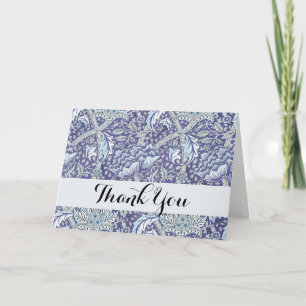 Carte De Remerciements William Morris Windrush motif floral bleu