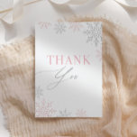 Carte De Remerciements Winter Onederland Silver Pink Parties scintillant<br><div class="desc">Dites merci à vos amis et à votre famille d'avoir assisté à la fête d'anniversaire de votre petite fille avec ce carte de remerciements thématique 'Winter Onederland',  avec des flocons de neige roses et argentés.</div>