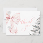 Carte De Remerciements Winter Pink Bow Baby Shower (Devant)