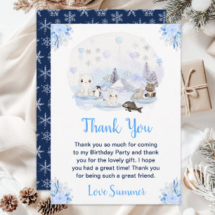 Carte De Remerciements Winter Wonderland Arctic Animaux fête d'anniversai
