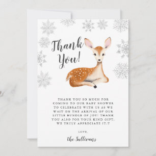 Carte De Remerciements Winter Wonderland Deer Baby shower neutre pour les