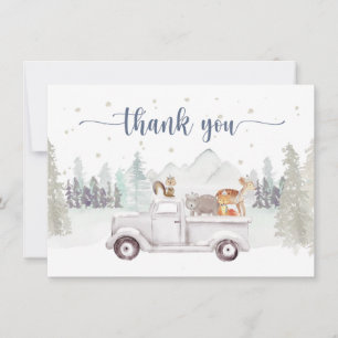 Carte De Remerciements Winter Wonderland, Snowy Animaux & Camion