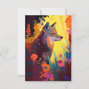 Carte De Remerciements Wolf Animal Portrait Peinture Faune En Plein Air