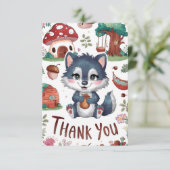 Carte De Remerciements Wolf éditable Woodland (Debout devant)