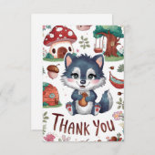 Carte De Remerciements Wolf éditable Woodland (Devant / Derrière)