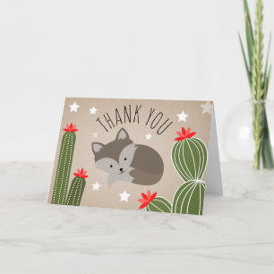 Carte De Remerciements Wolf Pup Cactus Desert Stars Baby shower