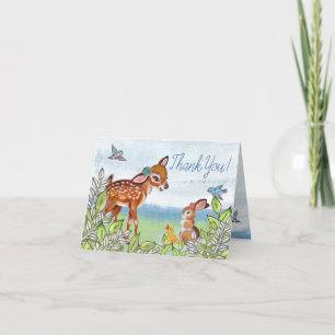 Carte De Remerciements Woodland Animal Deer Bunny Duck Cute Baby Blank