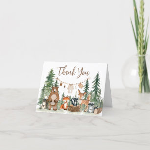 Carte De Remerciements Woodland Animals Adventure Await Baby shower