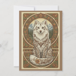 Carte De Remerciements Woodland Arctic Fox Nordic Folk Art Flat Thank You