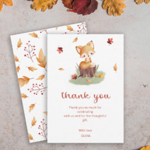 Carte De Remerciements Woodland Autumn Baby Fox Baby shower