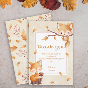 Carte De Remerciements Woodland Autumn Baby Fox Baby shower