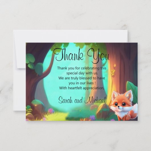 Carte De Remerciements Woodland forêt amis mignon bébé foin (Devant)