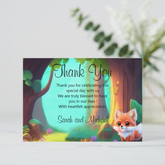 Carte De Remerciements Woodland forêt amis mignon bébé foin (Debout devant)