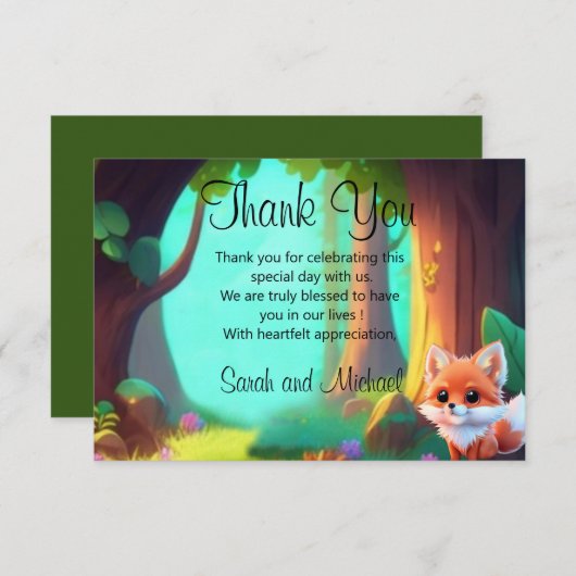 Carte De Remerciements Woodland forêt amis mignon bébé foin (Devant / Derrière)