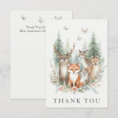 Carte De Remerciements Woodland Watercolor Animals (Devant / Derrière)