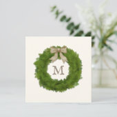 Carte De Remerciements Wreath Boxwood Avec Bow Rustique Personnalisé Mono (Debout devant)