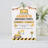 Carte De Remerciements Yellow Cute Construction Truck Boys 2nd Birthday (Debout devant)
