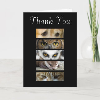 Carte de remerciements - yeux d'animaux