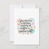 Carte De Remerciements You Deserve a Lifetime of Coffee & Compassion (Devant)