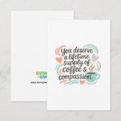 Carte De Remerciements You Deserve a Lifetime of Coffee & Compassion (Devant / Derrière)