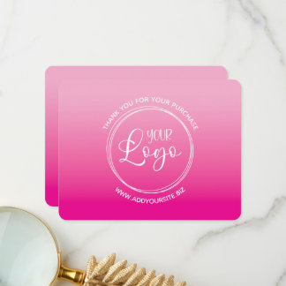 Carte De Remerciements Your Logo Light and Hot Pink Ombre
