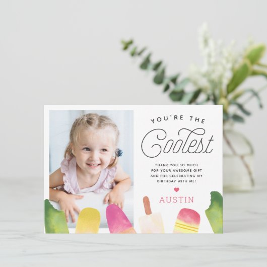 Carte De Remerciements You're The Coolest | Thème Enfant Photo Popsicle (Debout devant)