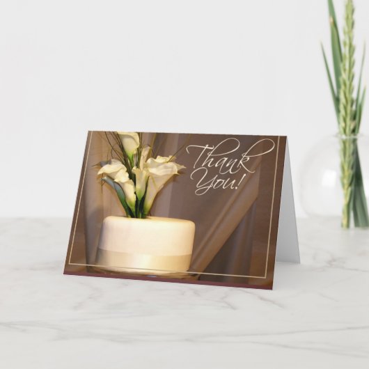 Carte De Remerciements Zantedeschia et gâteau de mariage - mercis ! (Devant)