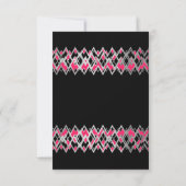 Carte De Remerciements Zig zag lignes argent, détails roses sur solide no (Dos)